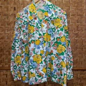 Vintage Limited Edition 70s Ship n Shore floral long sleeve blouse